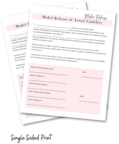 מודל מדיה צילום שחרור טופס טפסים של סימן אחריות על צריכת אמן. 100 חבילה | הסכם חוזה לקוח צילום מינורי